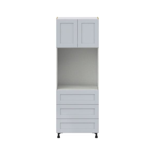 Sea Holly Light Gray  Shaker Assembled Pantry Single Oven Cabinet with 3 Even Drawers (30 in. W X 84.5 in. H X 24 in. D)