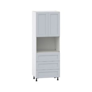 Sea Holly Light Gray  Shaker Assembled Pantry Microwave Cabinet with 3 Even Drawers (30 in. W X 84.5 in. H X 24 in. D)