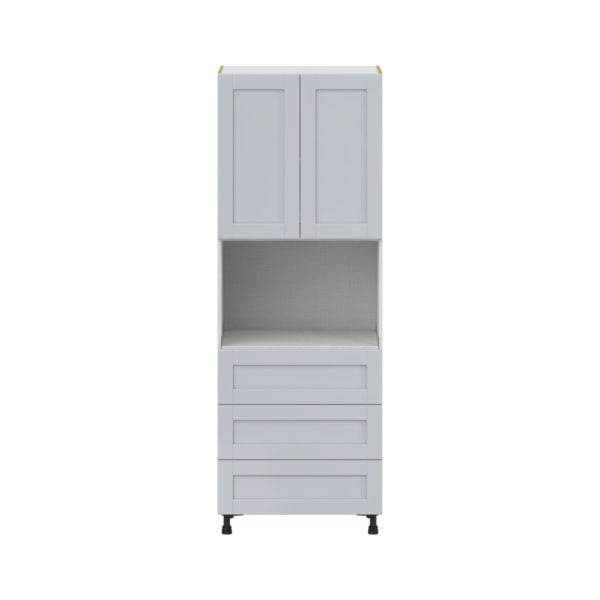 Sea Holly Light Gray  Shaker Assembled Pantry Microwave Cabinet with 3 Even Drawers (30 in. W X 84.5 in. H X 24 in. D)