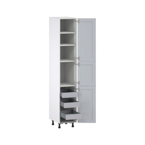 Sea Holly Light Gray  Shaker Assembled Pantry Cabinet with 2 Doors and 3 Inner Drawers (15 in. W X 89.5 in. H X 24 in. D)