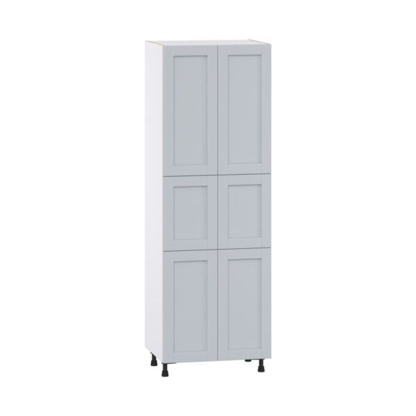 Sea Holly Light Gray  Shaker Assembled Pantry Cabinet with 6 Doors and 3 Inner Drawers (30 in. W X 89.5 in. H X 24 in. D)