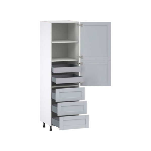 Sea Holly Light Gray  Shaker Assembled Pantry Cabinet 2 Doors with 3 Drawers and 2 Inner Drawers (24 in. W X 84.5 in. H X 24 in. D)