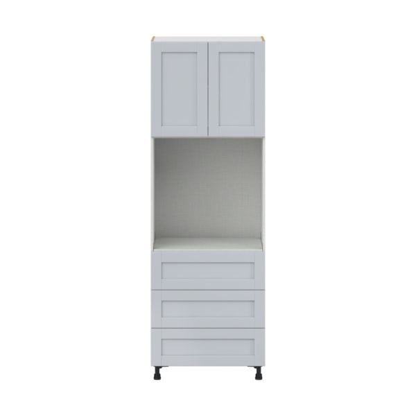 Sea Holly Light Gray  Shaker Assembled Pantry Single Oven Cabinet with 3 Even Drawers (30 in. W X 89.5 in. H X 24 in. D)