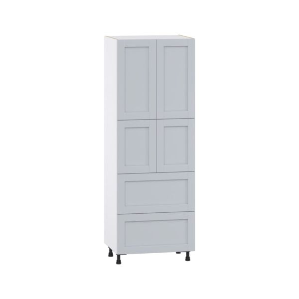 Sea Holly Light Gray  Shaker Assembled Pantry Cabinet 4 Doors with 2 Drawers and 2 Inner Drawers (30 in. W X 84.5 in. H X 24 in. D)