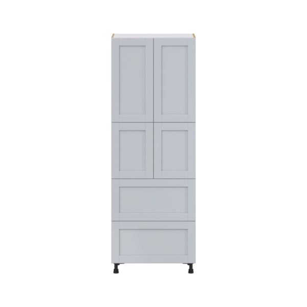 Sea Holly Light Gray  Shaker Assembled Pantry Cabinet 4 Doors with 2 Drawers and 2 Inner Drawers (30 in. W X 84.5 in. H X 24 in. D)