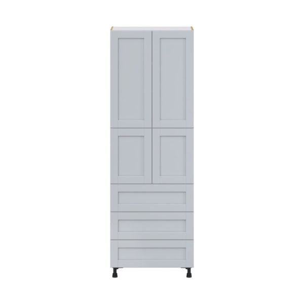 Sea Holly Light Gray  Shaker Assembled Pantry Cabinet 4 Doors with 3 Drawers and 2 Inner Drawers (30 in. W X 89.5 in. H X 24 in. D)