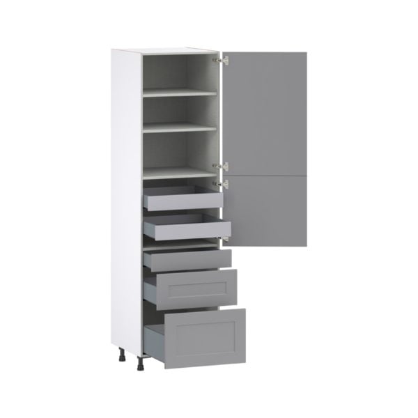 Willow Painted Slate Gray  Shaker Assembled Pantry  Cabinet with 3 Drawers and 2 Inner Drawers (24 in. W X 89.5 in. H X 24 in. D)