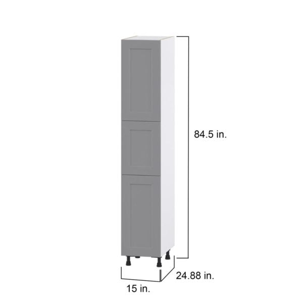 Willow Painted Slate Gray  Shaker Assembled Pantry Cabinet with 2 Doors and 4 Inner Drawers (15 in. W X 84.5 in. H X 24 in. D)