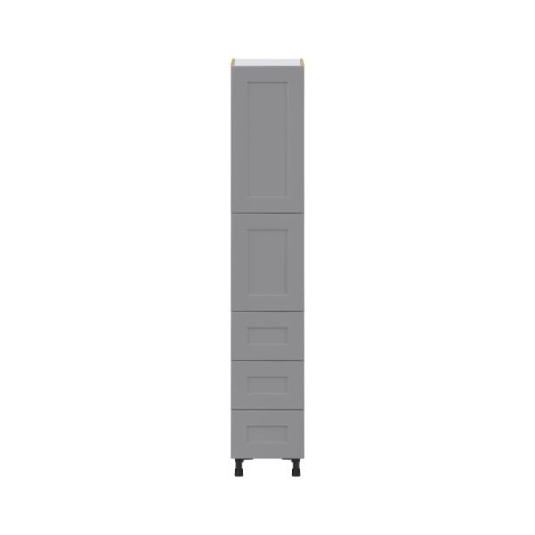 Willow Painted Slate Gray  Shaker Assembled Pantry Cabinet 2 Doors with 3 Drawers and 2 Inner Drawers (15 in. W X 84.5 in. H X 24 in. D)