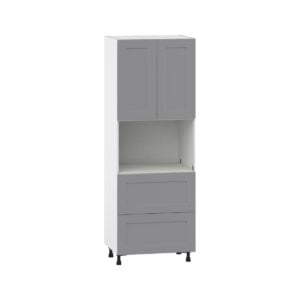 Willow Painted Slate Gray  Shaker Assembled Pantry Microwave Cabinet with 2 Drawer (30 in. W X 84.5 in. H X 24 in. D)