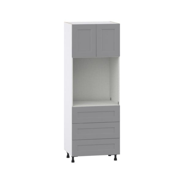 Willow Painted Slate Gray  Shaker Assembled Pantry Single Oven Cabinet with 3 Even Drawers (30 in. W X 84.5 in. H X 24 in. D)