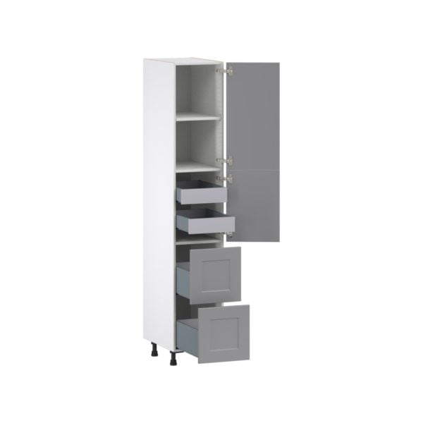 Willow Painted Slate Gray  Shaker Assembled Pantry Cabinet 2 Doors with 2 Drawers and 2 Inner Drawers (15 in. W X 84.5 in. H X 24 in. D)