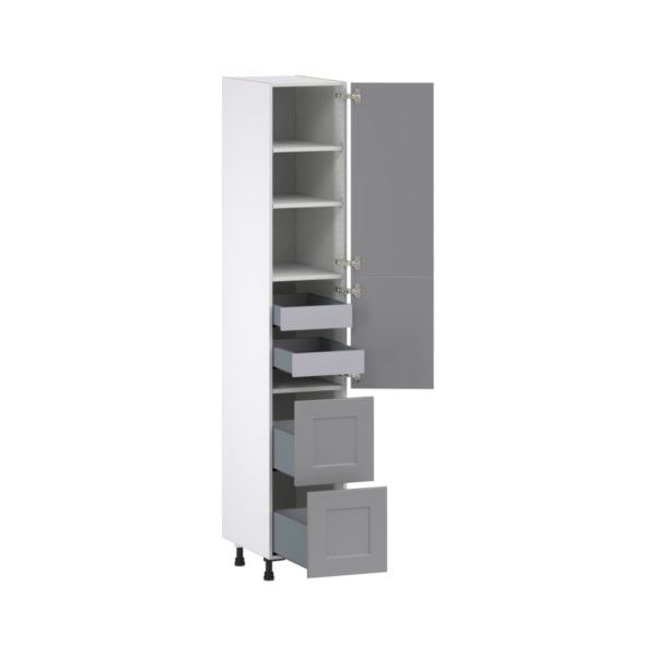 Willow Painted Slate Gray  Shaker Assembled Pantry Cabinet 2 Doors with 2 Drawers and 2 Inner Drawers (15 in. W X 89.5 in. H X 24 in. D)