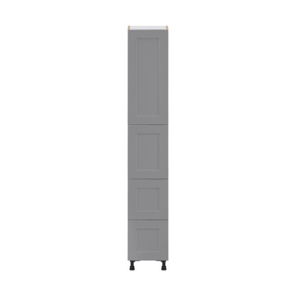 Willow Painted Slate Gray  Shaker Assembled Pantry Cabinet 2 Doors with 2 Drawers and 2 Inner Drawers (15 in. W X 89.5 in. H X 24 in. D)