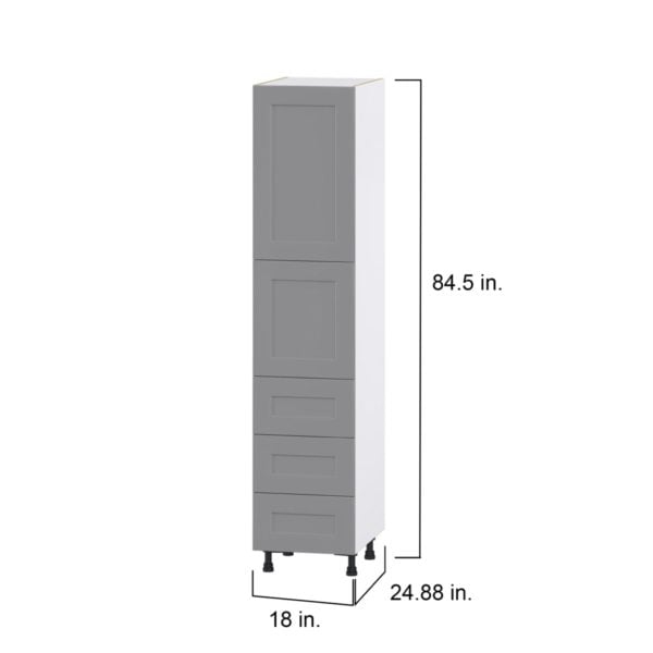 Willow Painted Slate Gray  Shaker Assembled Pantry Cabinet 2 Doors with 3 Drawers and 2 Inner Drawers (18 in. W X 84.5 in. H X 24 in. D)