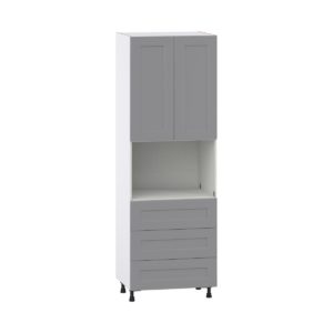 Willow Painted Slate Gray  Shaker Assembled Pantry Microwave Cabinet with 3 Even Drawers (30 in. W X 89.5 in. H X 24 in. D)