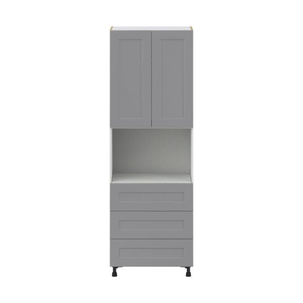 Willow Painted Slate Gray  Shaker Assembled Pantry Microwave Cabinet with 3 Even Drawers (30 in. W X 89.5 in. H X 24 in. D)