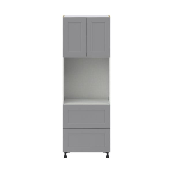 Willow Painted Slate Gray  Shaker Assembled Pantry Single Oven Cabinet with 2 Drawer (30 in. W X 89.5 in. H X 24 in. D)