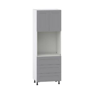 Willow Painted Slate Gray  Shaker Assembled Pantry Single Oven Cabinet with 3 Even Drawers (30 in. W X 89.5 in. H X 24 in. D)