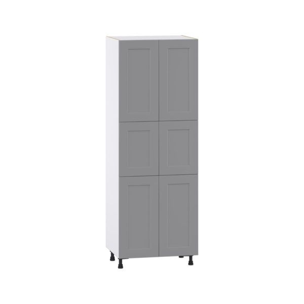 Willow Painted Slate Gray  Shaker Assembled Pantry Cabinet with 6 Doors and 4 Inner Drawers (24 in. W X 84.5 in. H X 24 in. D)