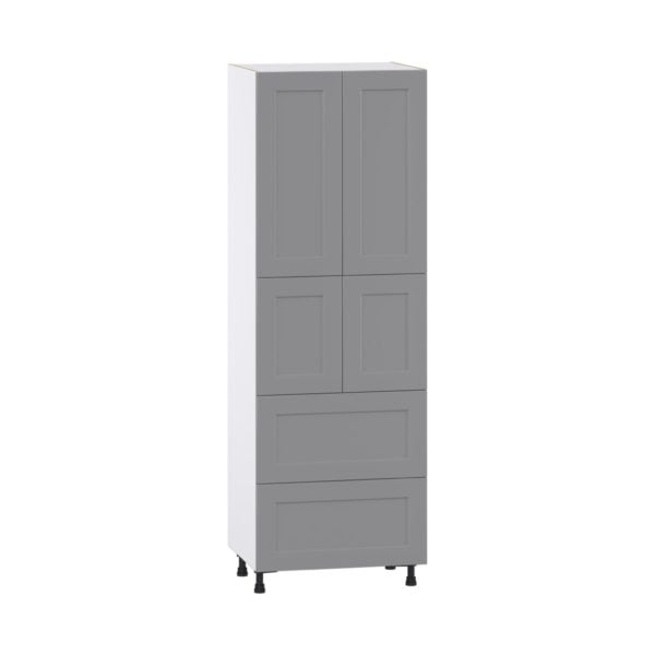 Willow Painted Slate Gray  Shaker Assembled Pantry Cabinet 4 Doors with 2 Drawers and 2 Inner Drawers (30 in. W X 89.5 in. H X 24 in. D)