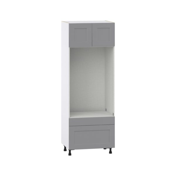 Willow Painted Slate Gray  Shaker Assembled Pantry Microwave/Oven Combo Cabinet with 2 Drawers (30 in. W X 84.5 in. H X 24 in. D)