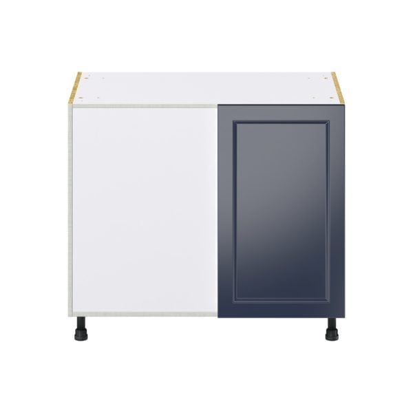 Camellia Painted Midnight Blue Recessed Assembled Magick Corner Blind Base Kitchen Cabinet (39 in. W x 34.5 in.H x 24 in. D)