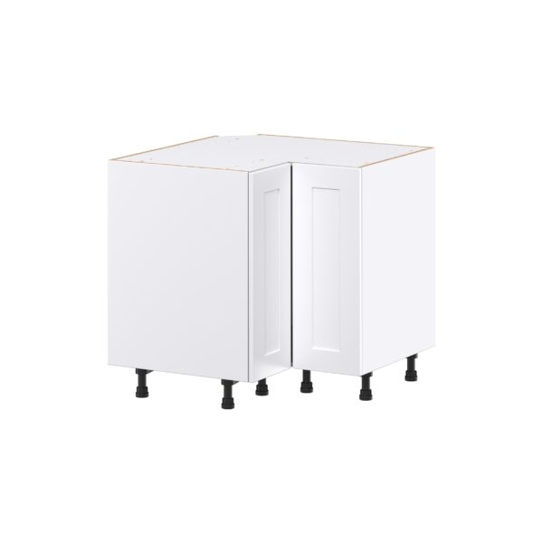 Jasmine Painted Warm White Shaker Assembled Premium Lasy Susan Corner Base Kitchen Cabinet (36 in. W x 34.5 in. H x 24 in. D)