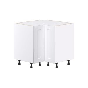 Jasmine Painted Warm White Shaker Assembled Premium Lasy Susan Corner Base Kitchen Cabinet (36 in. W x 34.5 in. H x 24 in. D)