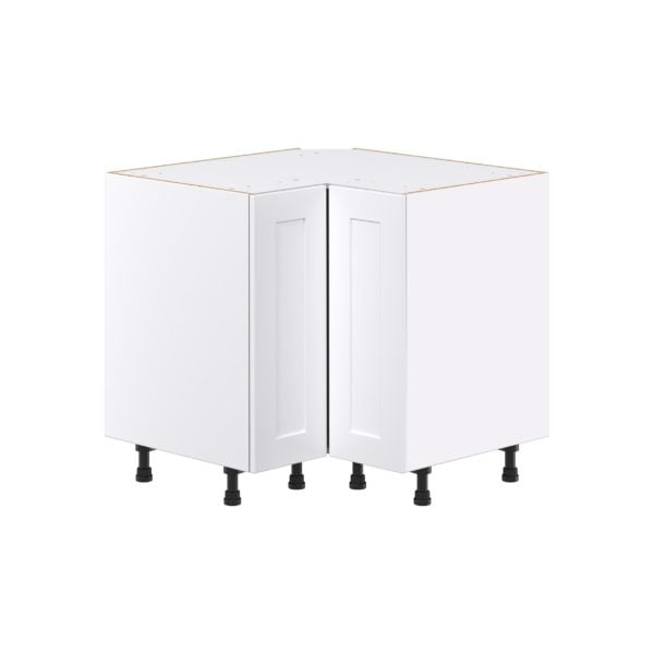 Jasmine Painted Warm White Shaker Assembled Premium Lasy Susan Corner Base Kitchen Cabinet (36 in. W x 34.5 in. H x 24 in. D)