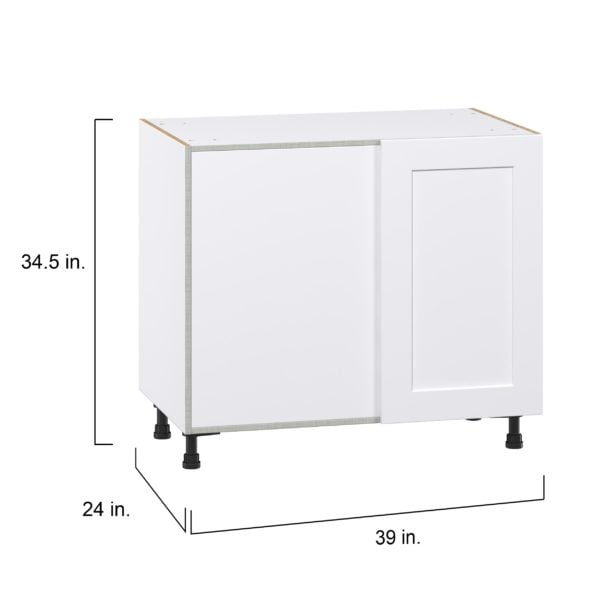 Jasmine Painted Warm White Shaker Assembled Premium Left Pullout Blind Base Kitchen Cabinet (39 in.W x 34.5 in.H x 24 in. D)