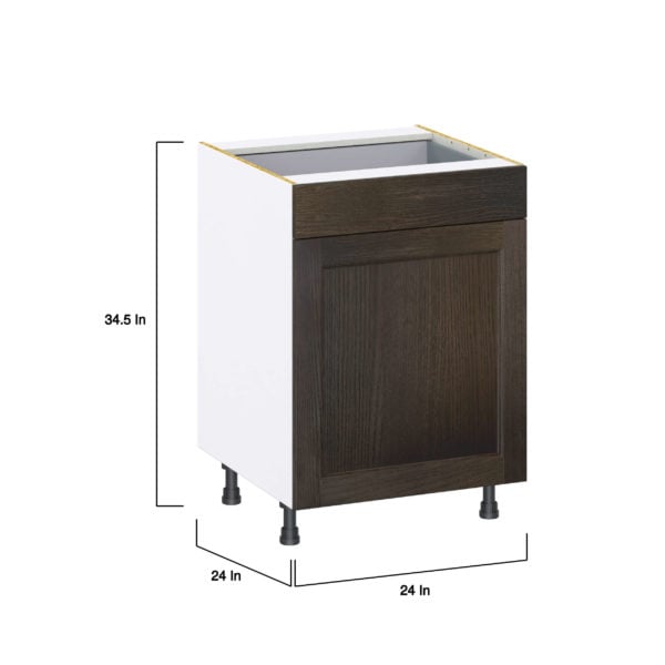 Summerina Chestnut Solid Wood Recessed Assembled Base Cabinet with 1  Door and 1 Drawer (24 in. W x 34.5 in. H x 24 in. D)