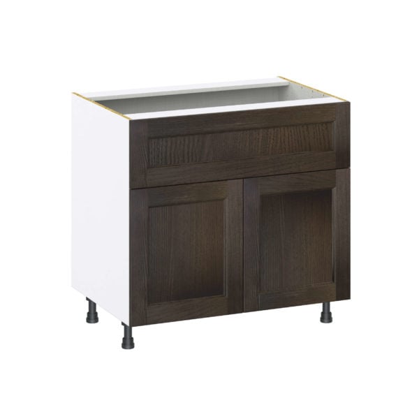 Summerina Chestnut Solid Wood Recessed Assembled Base Cabinet with 1 Door and 10 in. Drawer (36 in. W x 34.5 in. H x 24 in. D)