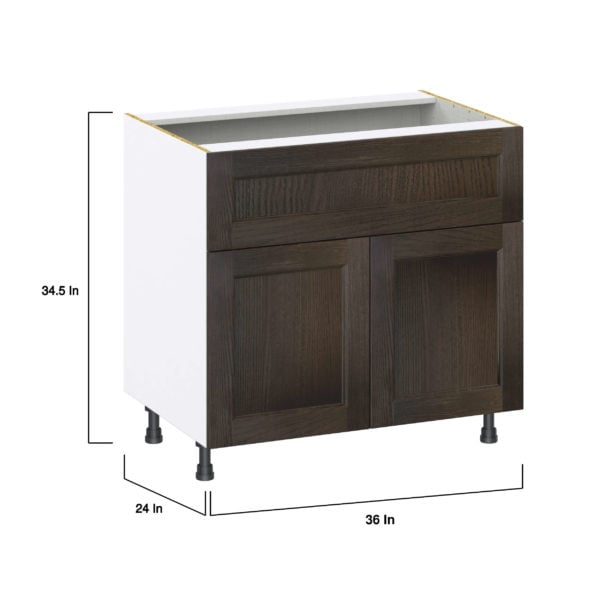 Summerina Chestnut Solid Wood Recessed Assembled Base Cabinet with 1 Door and 10 in. Drawer (36 in. W x 34.5 in. H x 24 in. D)