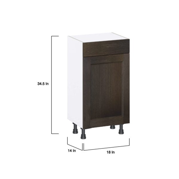 Summerina Chestnut Solid Wood Recessed Assembled Shallow Base Cabinet with 1 Door and 1 Drawer (18 in. W x 34.5 in. H x 14 in. D)