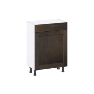 Summerina Chestnut Solid Wood Recessed Assembled Shallow Base Cabinet with 1 Door and 1 Drawer (24 in. W x 34.5 in. H x 14 in. D)