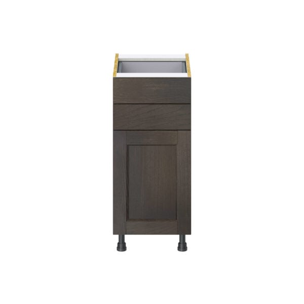 Summerina Chestnut Solid Wood Recessed Assembled Base Cabinet with 1 Door and Two 5 in. Drawers (15 in. W x 34.5 in. H x 24 in. D)