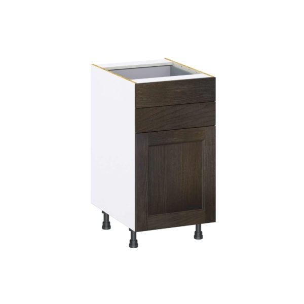 Summerina Chestnut Solid Wood Recessed Assembled Base Cabinet with 1 Door and Two 5 in. Drawers (18 in. W x 34.5 in. H x 24 in. D)