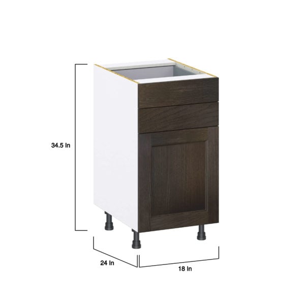 Summerina Chestnut Solid Wood Recessed Assembled Base Cabinet with 1 Door and Two 5 in. Drawers (18 in. W x 34.5 in. H x 24 in. D)