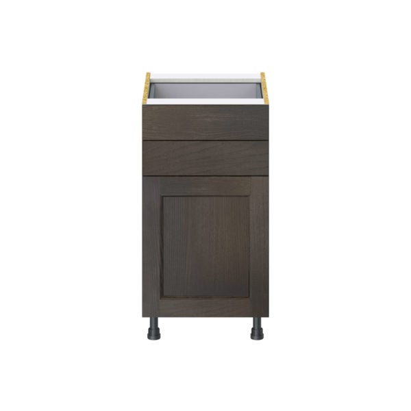 Summerina Chestnut Solid Wood Recessed Assembled Base Cabinet with 1 Door and Two 5 in. Drawers (18 in. W x 34.5 in. H x 24 in. D)