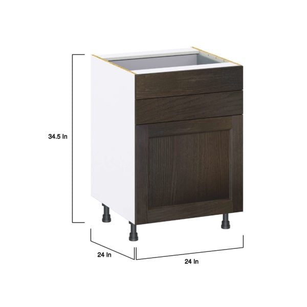 Summerina Chestnut Solid Wood Recessed Assembled Base Cabinet with 1 Door and Two 5 in. Drawers (24 in. W x 34.5 in. H x 24 in. D)