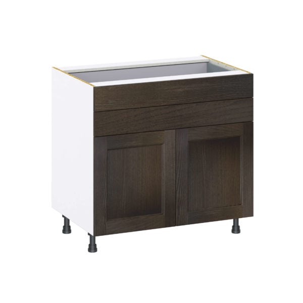 Summerina Chestnut Solid Wood Recessed Assembled Base Cabinet with Two Doors and Two 5 in. Drawers (36 in. W x 34.5 in. H x 24 in. D)