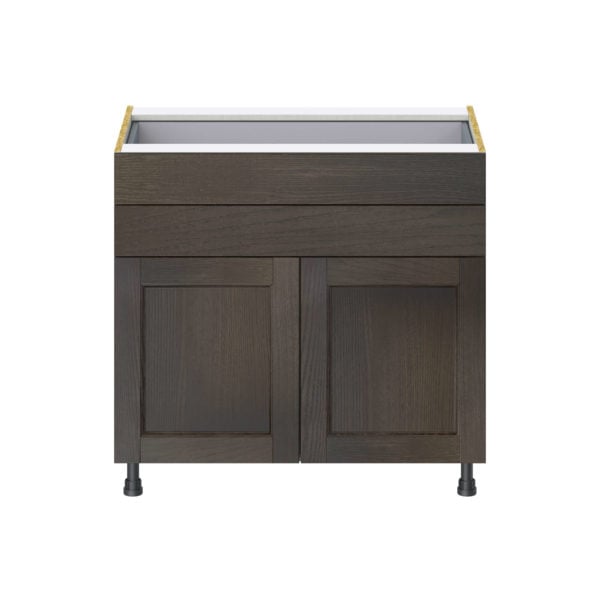 Summerina Chestnut Solid Wood Recessed Assembled Base Cabinet with Two Doors and Two 5 in. Drawers (36 in. W x 34.5 in. H x 24 in. D)