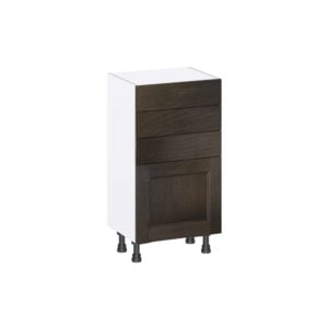 Summerina Chestnut Solid Wood Recessed Assembled Shallow Base Cabinet with 1 Door and Three 5 In. Drawers (18 in. W x 34.5 in. H x 14 in. D)