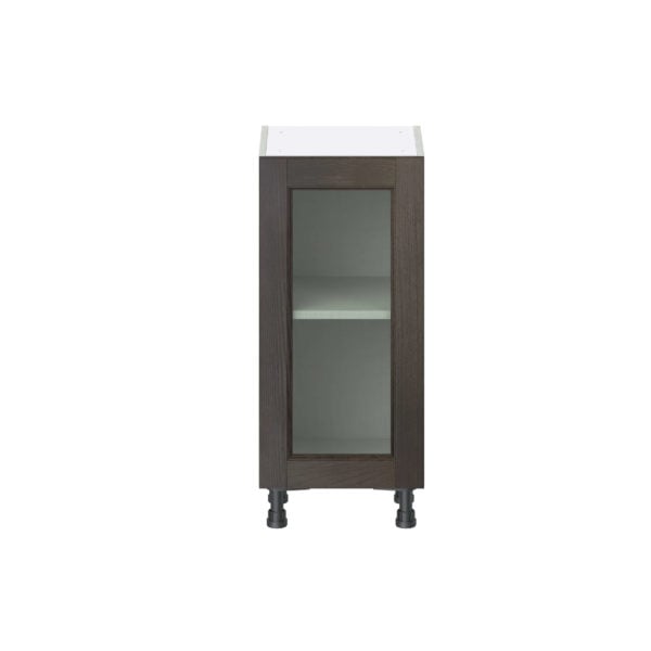 Summerina Chestnut Solid Wood Recessed Assembled Shallow Base Cabinet with a Full High Glass Door (15 in. W x 34.5 in. H x 14 in. D)