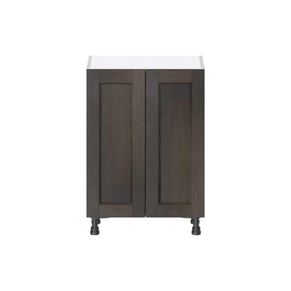 Summerina Chestnut Solid Wood Recessed Assembled Shallow Base Cabinet with 2 Full High Doors and 3 Inner Drawers (24 in. W x 34.5 in. H x 14 in. D)