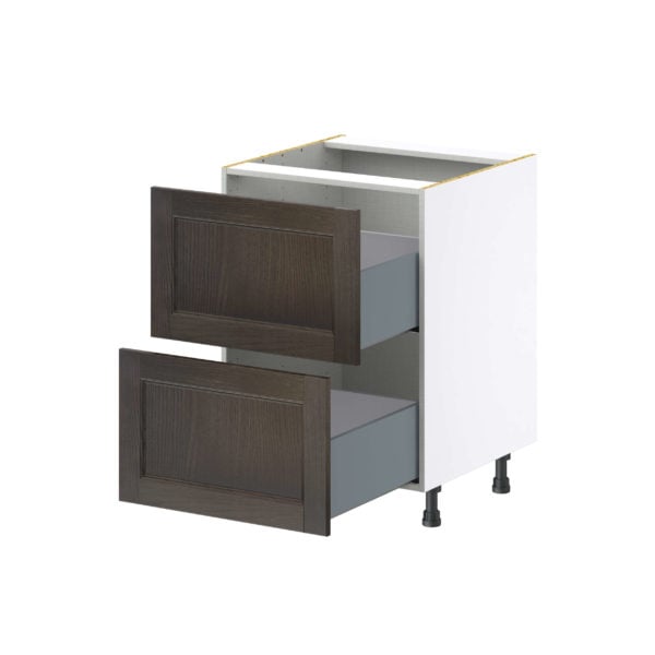 Summerina Chestnut Solid Wood Recessed Assembled Base Cabinet with 2 Drawers (24 in. W x 34.5 in. H x 24 in. D)