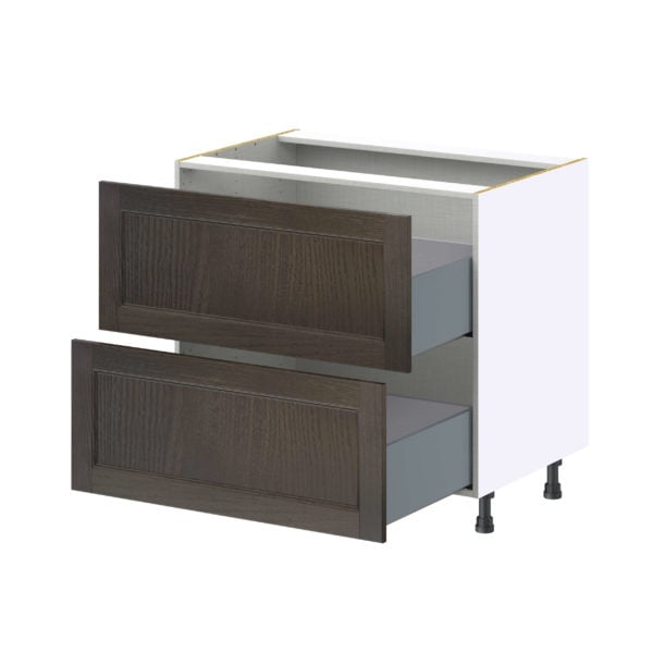 Summerina Chestnut Solid Wood Recessed Assembled Base Cabinet with 2 Drawers (36 in. W x 34.5 in. H x 24 in. D)