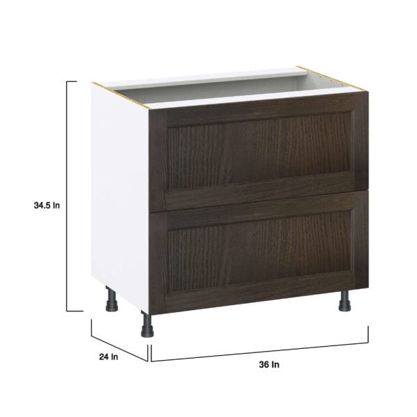 Summerina Chestnut Solid Wood Recessed Assembled Base Cabinet with 2 Drawers (36 in. W x 34.5 in. H x 24 in. D)