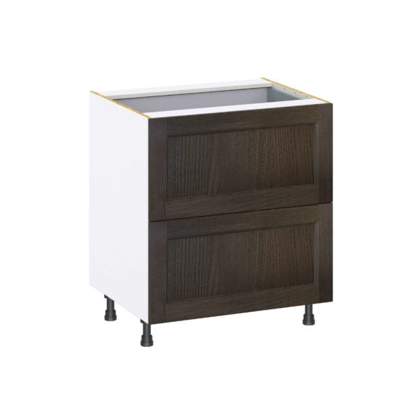 Summerina Chestnut Solid Wood Recessed Assembled Base Cabinet with 2 Drawers and 1 Inner Drawer (30 in. W x 34.5 in. H x 24 in. D)